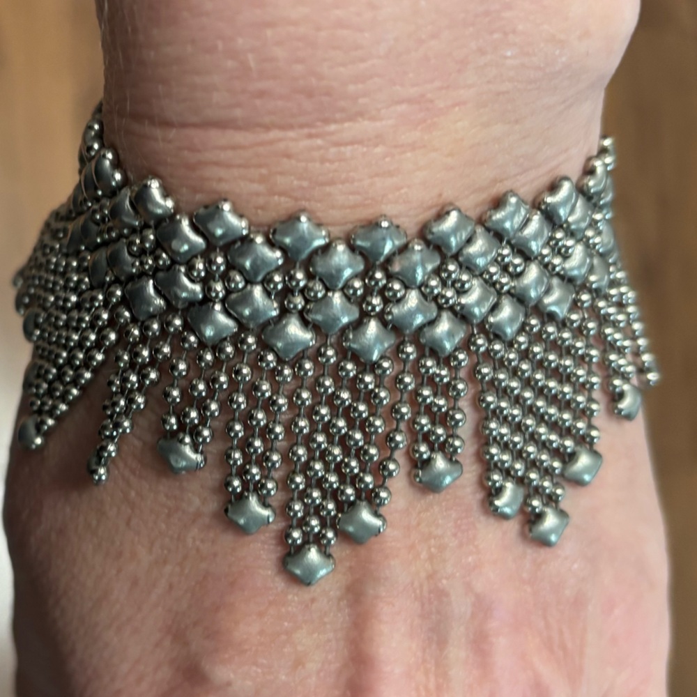 SG Liquid Metal Chainmail Bracelet with fringe detail